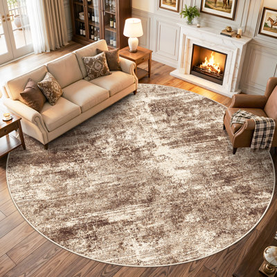 Tapis abstrait lavable - Grand tapis antidérapant pour salon, entrée, chambre, cuisine, aspect vieilli, résistant aux taches, lavable à la machine, brun