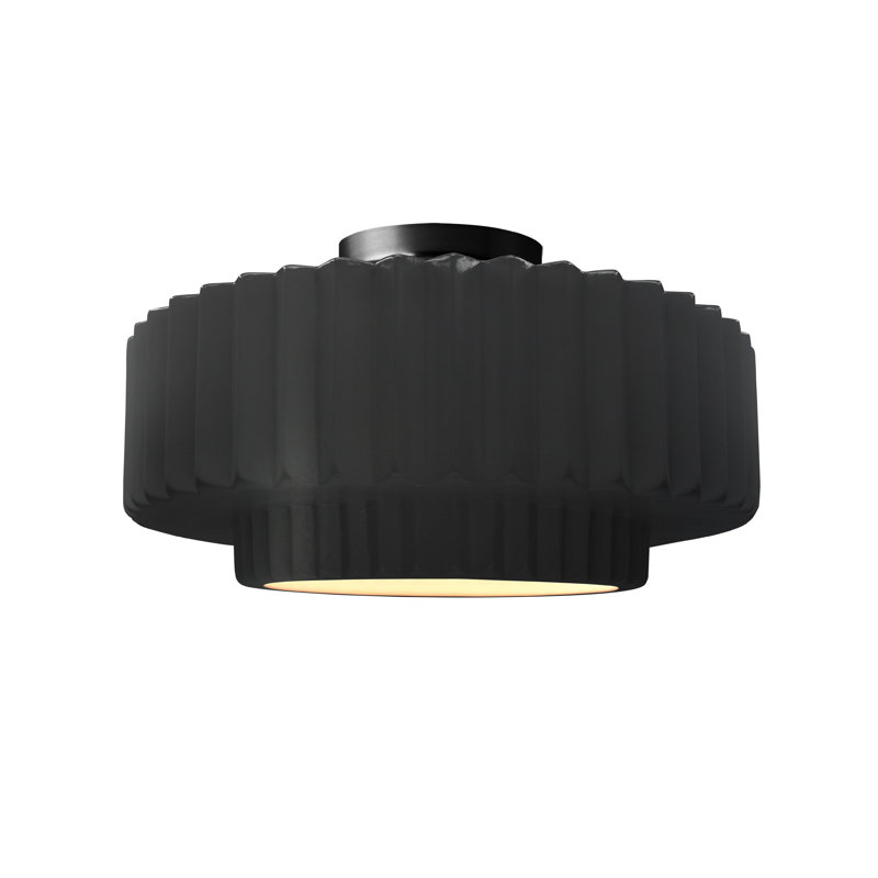Plafonnier semi-encastré en céramique Dottie, H 7,25 po x l 14,5 po x P 14,5 po, Noir mat carbone, Noir mat