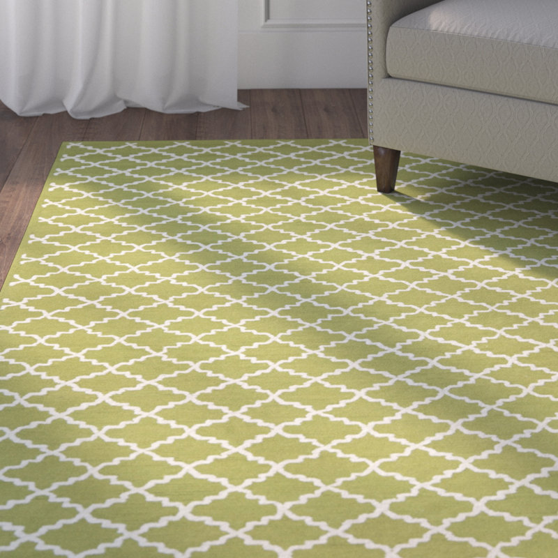 Fullerton Hand Hooked Cotton Pile Geometric Rug, Rectangle 7'9" x 9'9"