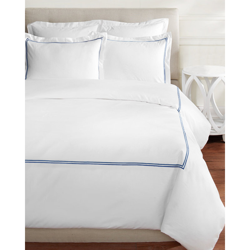 Stripe Sateen Duvet Cover, Queen, Navy