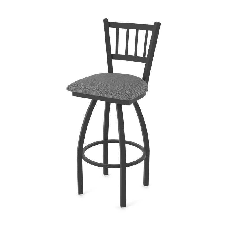 Tabouret pivotant XL 810 Contessa, Noir froissé, Tissu - charbon graphique, Tabouret de comptoir (siège d'une hauteur de 25 p