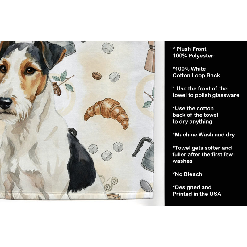 Serviette de cuisine Coffee Bar, Fox terrier au poil lisse