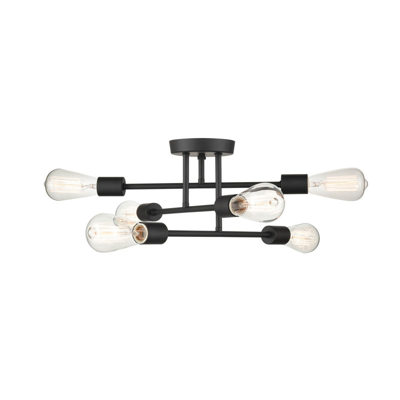 6 lumières 16,5 po Luminaire suspendu noir mat