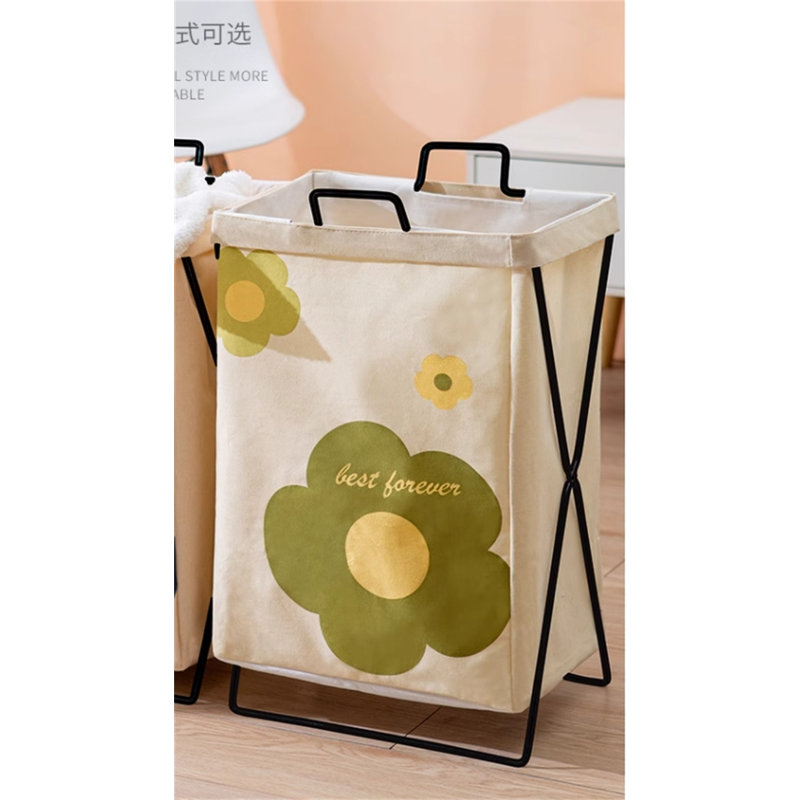 Fabric Laundry Hamper with Handles, Green