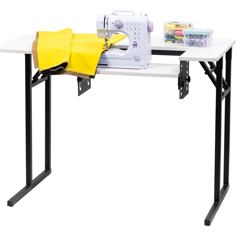 Table de couture portable pliable avec tablette réglable - blanc