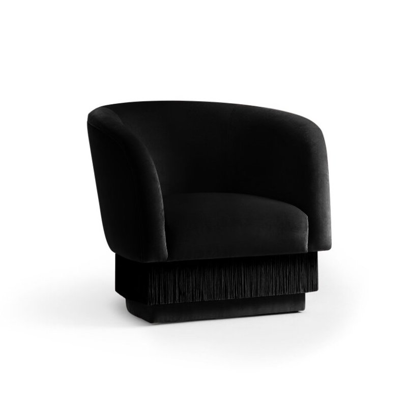 La Folie Barrel Chair, Black Velvet