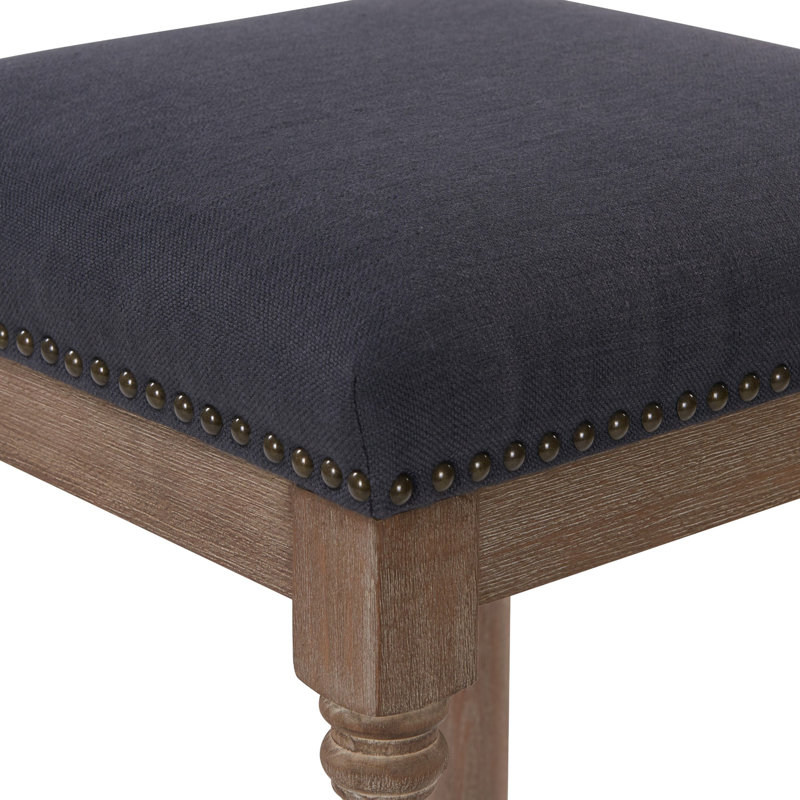 Liya 4-Piece Upholstered Counter Stool Set, Charcoal/Walnut
