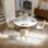 Ensemble de salle à manger moderne, ensemble de table de salle à manger ronde pré-assemblé, ensemble de table de salle à manger de cuisine en pierre frittée avec chaises rembourrées en similicuir