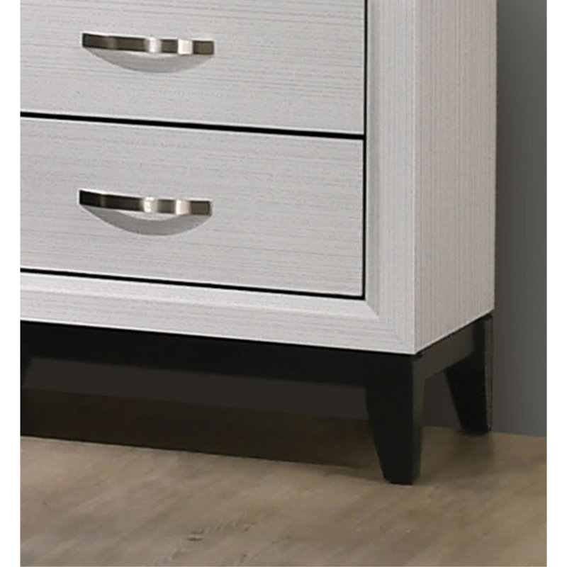 Contemporary Style 1pc Chest Modern Look Two Tone Design Wooden Legs Nickel Bar Pulls White Finish Bedroom Furniture, White 
