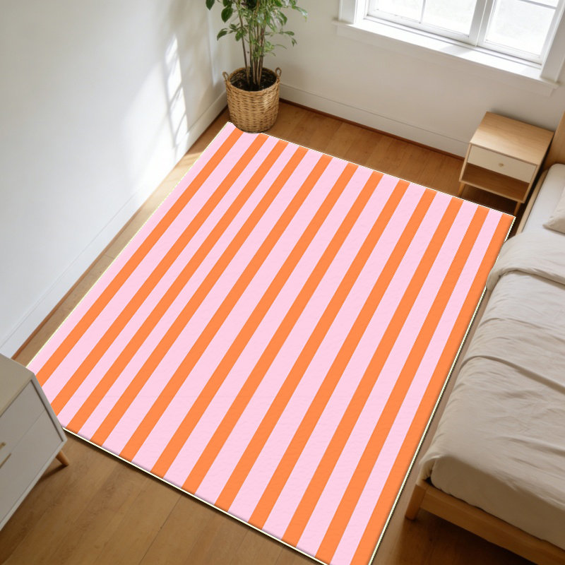 Pink carpet for bedroom, washable Bohemian large neutral area rug, cute and soft modern indoor floor anti-slip carpet for living room, kindergarten, children's game room, dormitory, academic baby room decoration