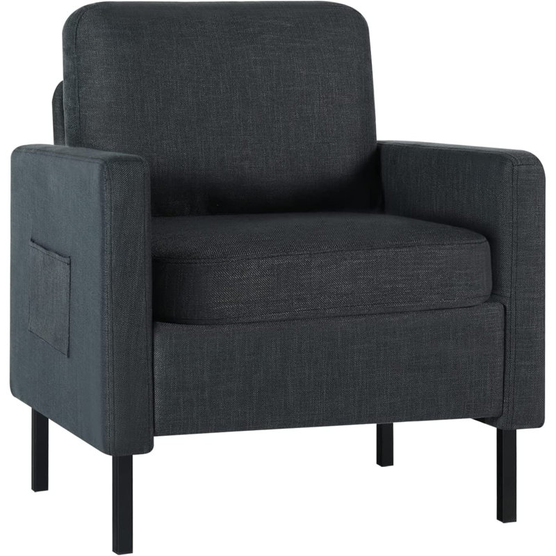 Redi Upholstered Armchair, Black 100% Linen