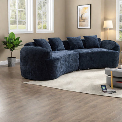 Compression Sofas, Foam Spring 4 Seat Curved Modern Design for Home