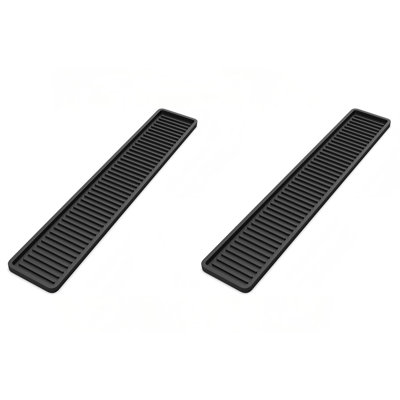 Plateau étroit en silicone pour évier de cuisine, organisateur de salle de bain et de coiffeuse, noir, tapis résistant à la chaleur (paquet de 2)