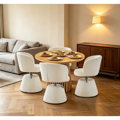 5-Piece Dining Set, 70.8 inch Extendable Dining Table and 4 Adjustable Height 360° Swivel Bar Stools