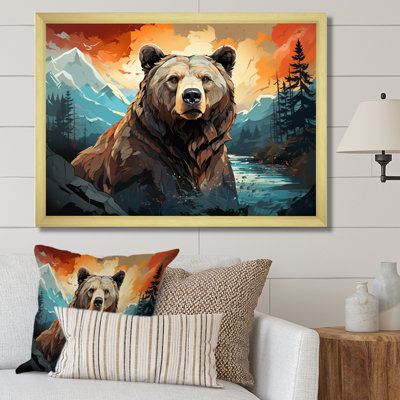 Balmeet Bear Majestic Geometric II - Bear Canvas Print