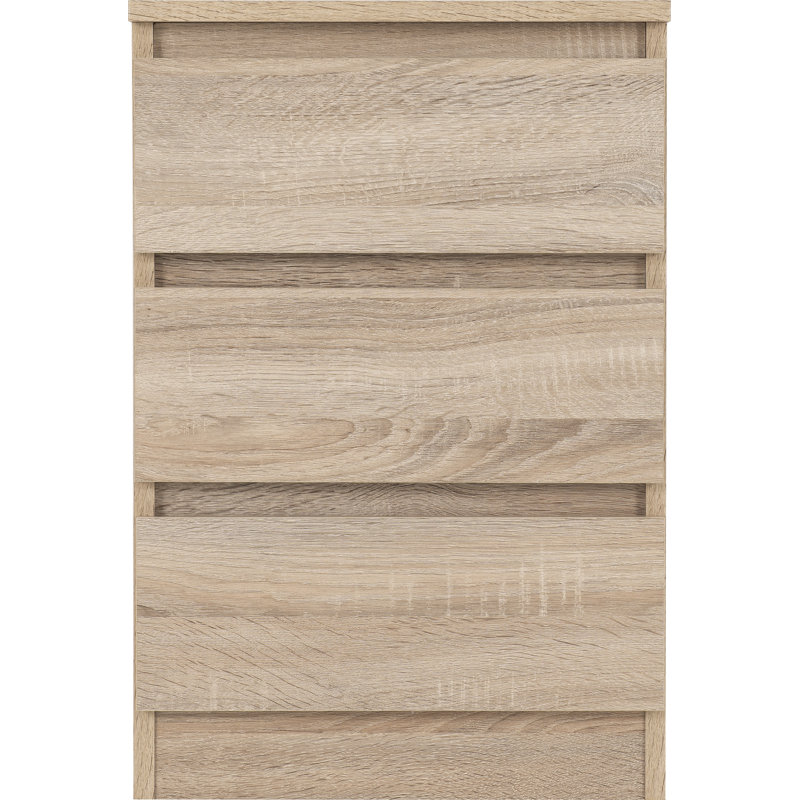 Braunstein 3 Drawer Bedside Table, Sonoma Oak