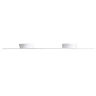 84" White Quartz Stone Bathroom Vanity Top With Double Round Ceramic Vessel Sinks