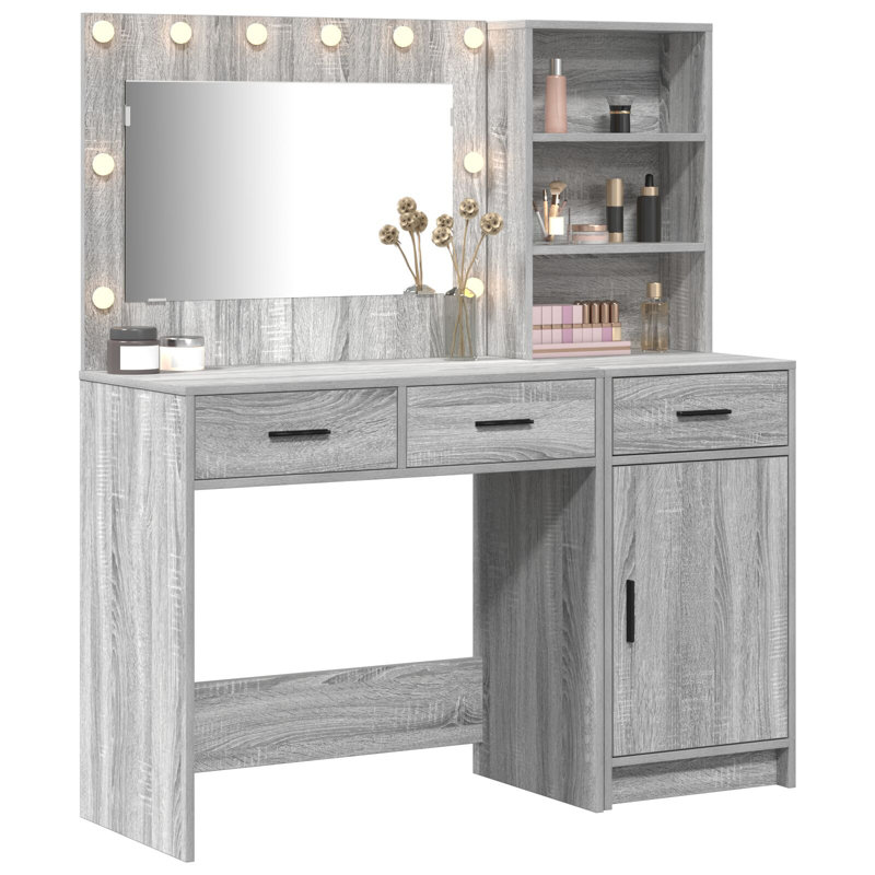 Set Of 2 Engineered Wood Dressing Table, Grey Sonoma