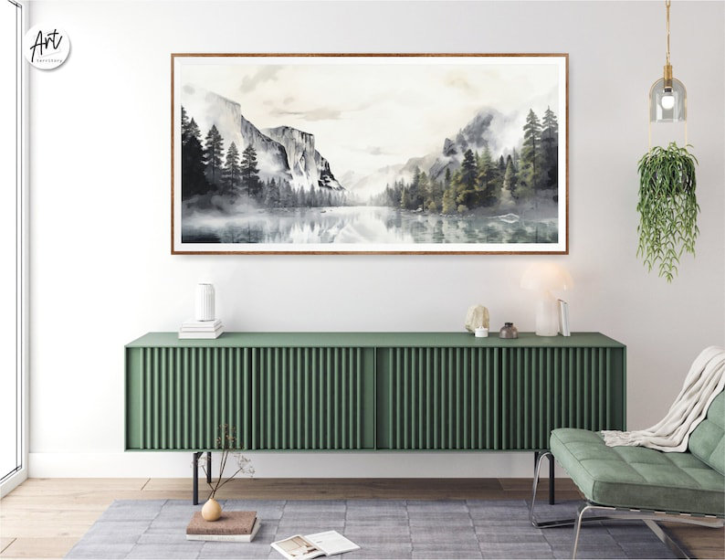 Affiche ou toile horizontale Yosemite, décor de ferme, Affiche non encadrée, H 28 po x l 56 po