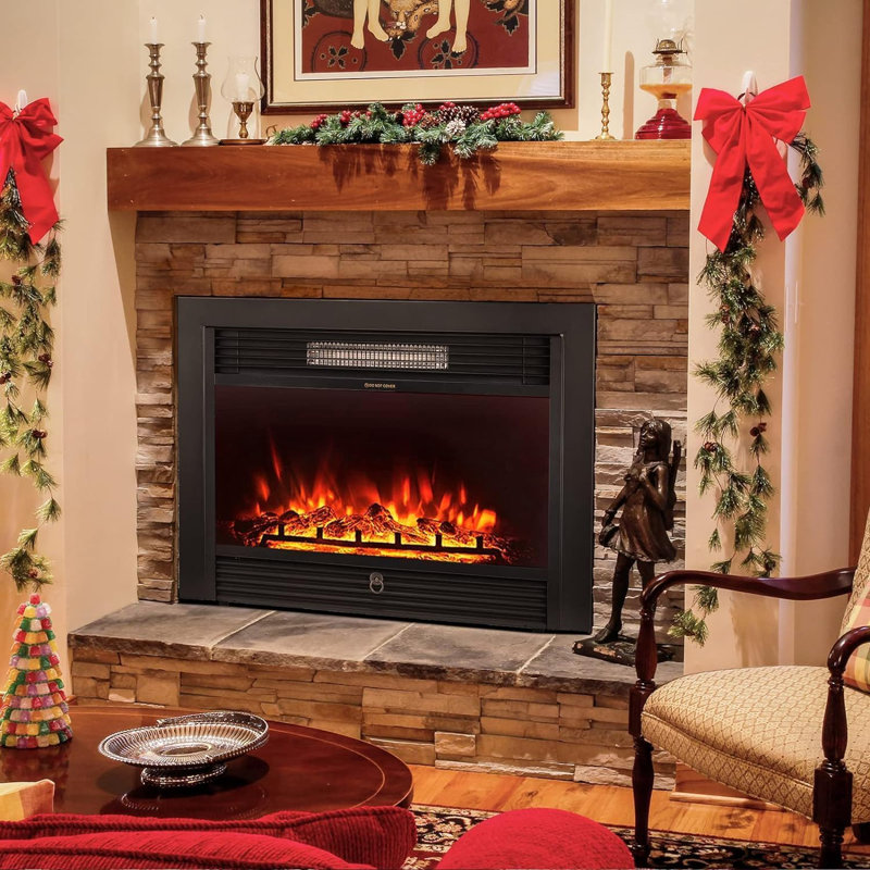YODOLLA 72.39cm W Recessed Wall Mounted Electric Fire