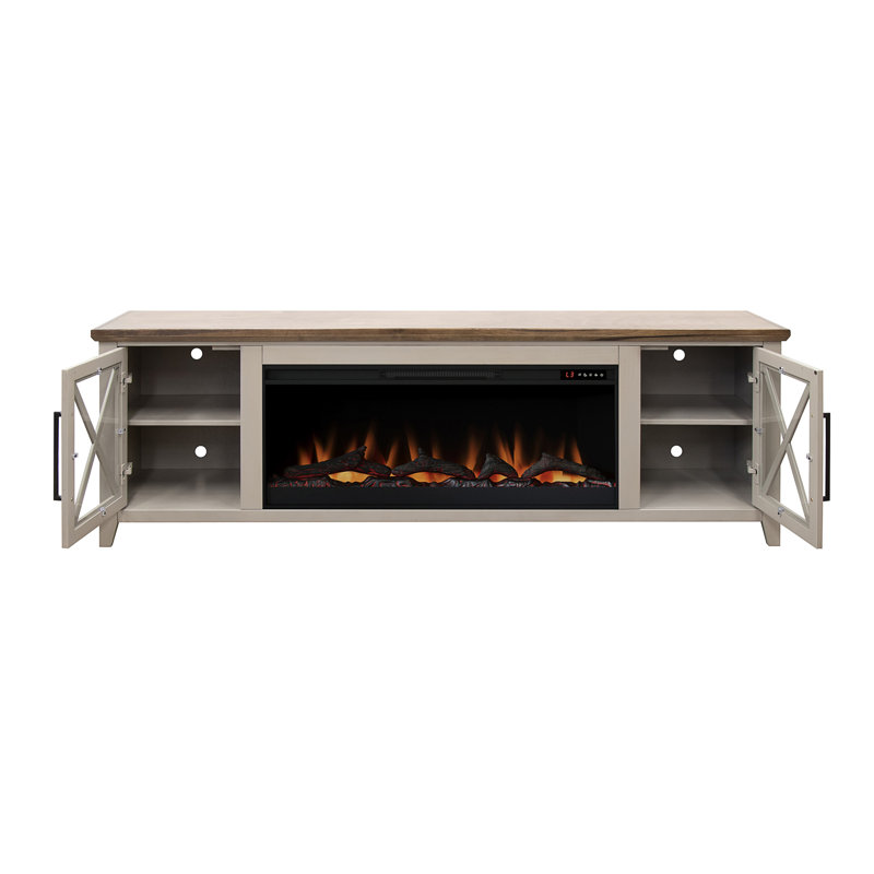 Meuble télé avec foyer Ithaca, Beige