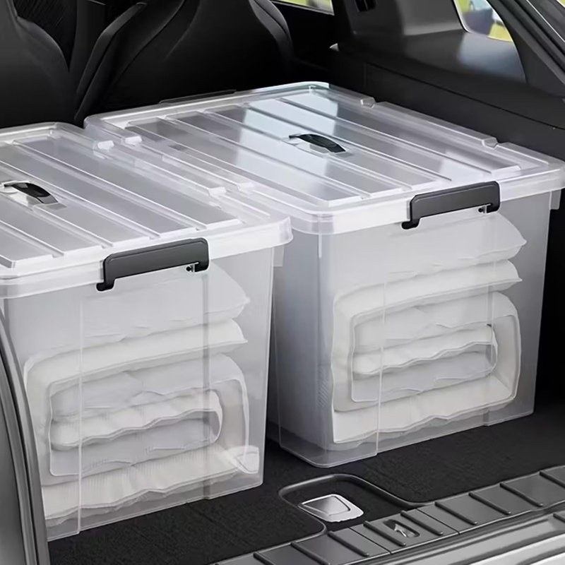 3 Pack Plastic Stackable Storage Box with Handles & Lid