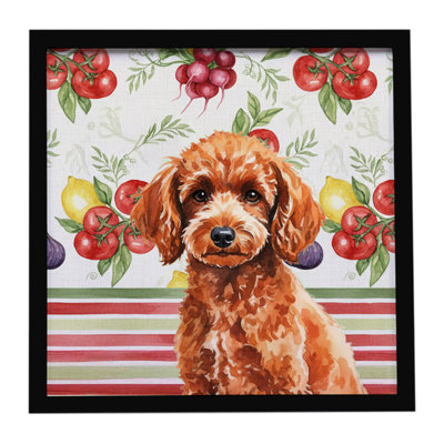 Toy Red Poodle Vegetables Framed Metal Print