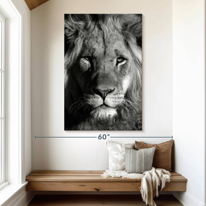 Tête de lion monochromatique Brampt, H 51 po x l 34 po