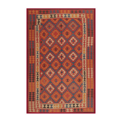 Tapis de zone rouge/brun contemporain