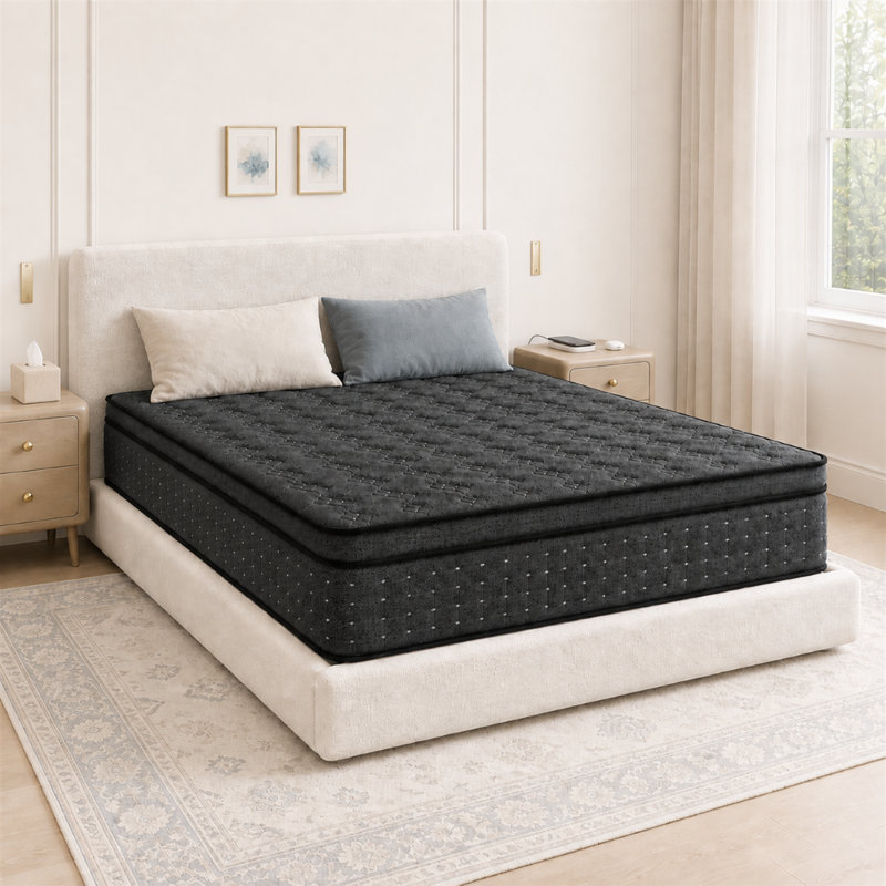 Matelas hybride mi-ferme 12 po avec mousse à mémoire de forme et ressorts ensachés individuellement, King