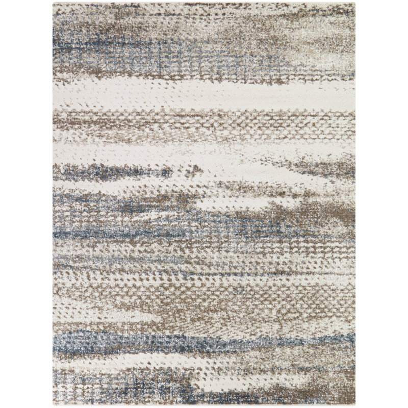 Ridgway Beige/Blue Abstract Area Rug, 7'10" x 10'
