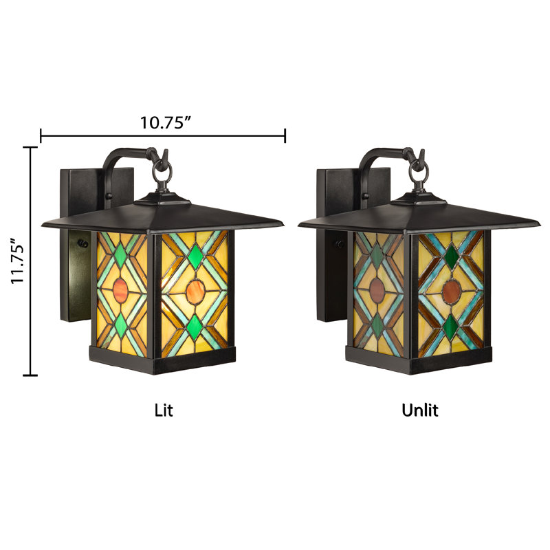 11.75"H 1-Light Mission Style Outdoor Wall Lantern Sconce Black