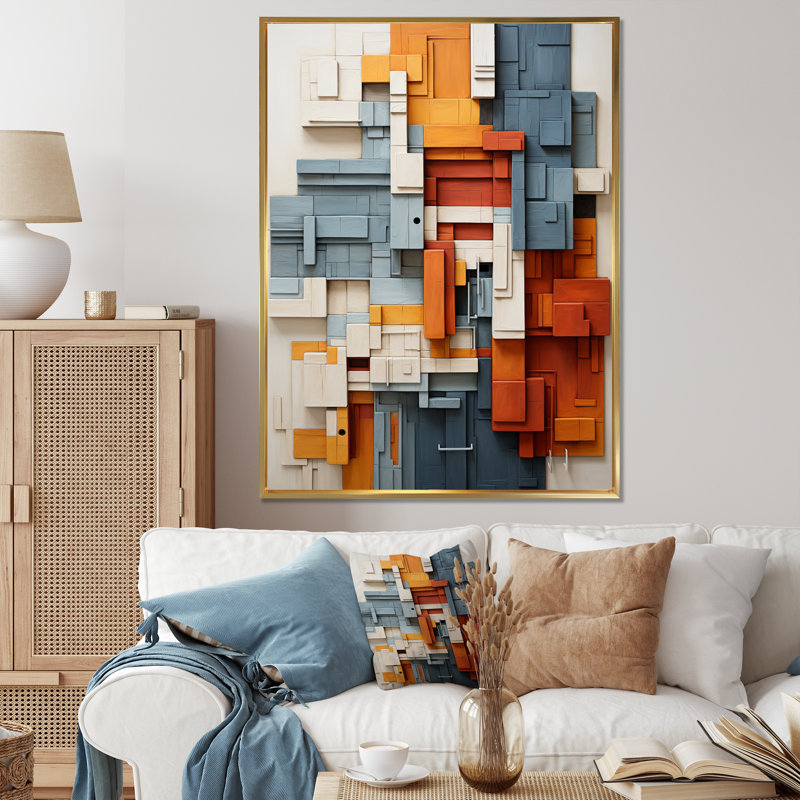 Karlskoga " Constructivism Constructed Horizons II ", Gold Floater Framed, 32" H x 24" W x 1" D