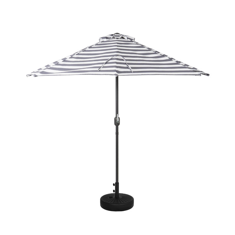 Parasol de marché 9 pi Nicholls, Gris, blanc / rayé