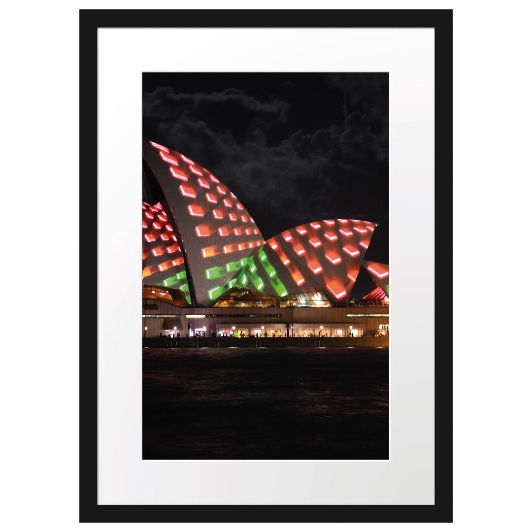 Gerahmtes Poster Sydney Opera House bei Nacht