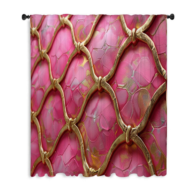 Chainlink Texture Visual Sheer Curtain Single Panel, 53" W x 99" L