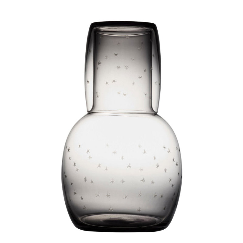 2 - Piece Crystal Carafe Set, Clear/Black