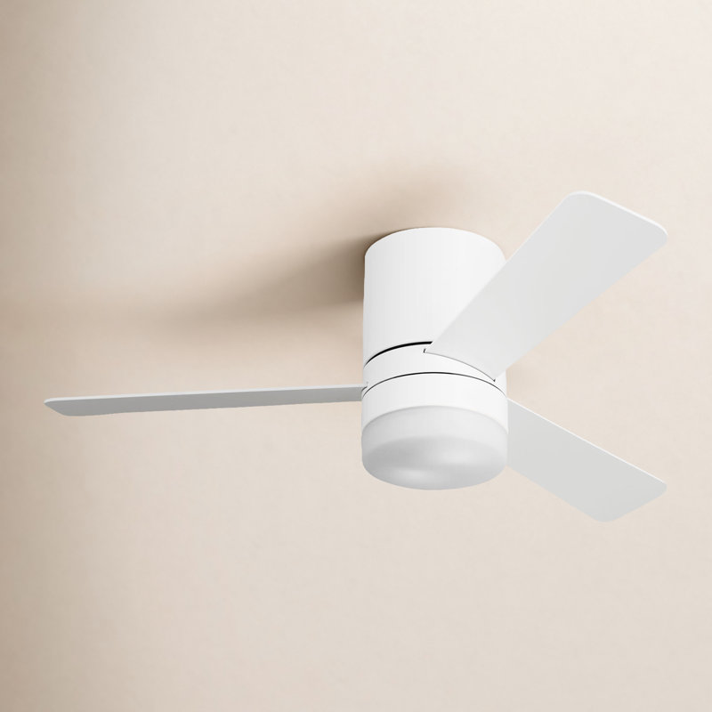 Kris Ceiling Fan with LED Lights, 44", Matte White, Matte White