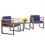 Ensemble de conversation 3 pièces en bois d'acacia de patio avec fauteuils rembourrés