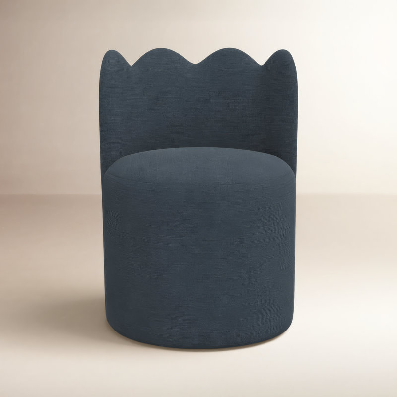 Dahlia Wavy Back Dining Chair, Classic Navy Linen
