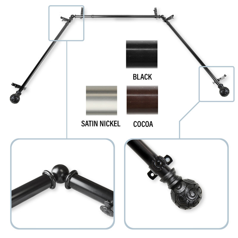 Tringle à rideaux simple pour fenêtre Margunde, Noir