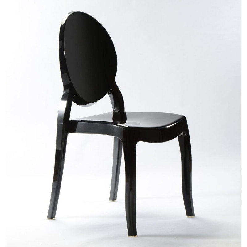 Resin Oval Back Armless Sophia Chair, 3 Chair Bundle by Chivari, Black