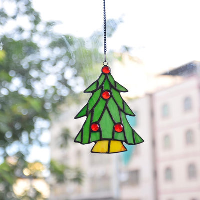 Décoration de vitrail arbre suspendu, cadeaux commémoratifs pour les amoureux, anniversaire, cadeau de pendaison de crémaillère, pour les femmes, cadeau pour maman, grand-mère, décoration d'arbre de Noël fait à la main