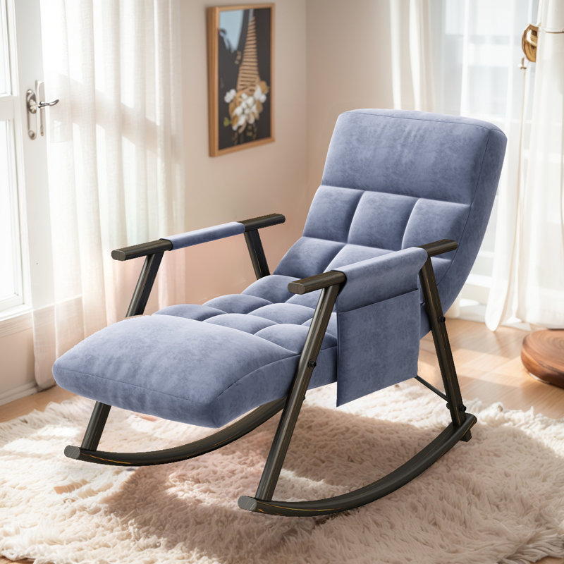 Chaise berçante en métal Davana, Bleu