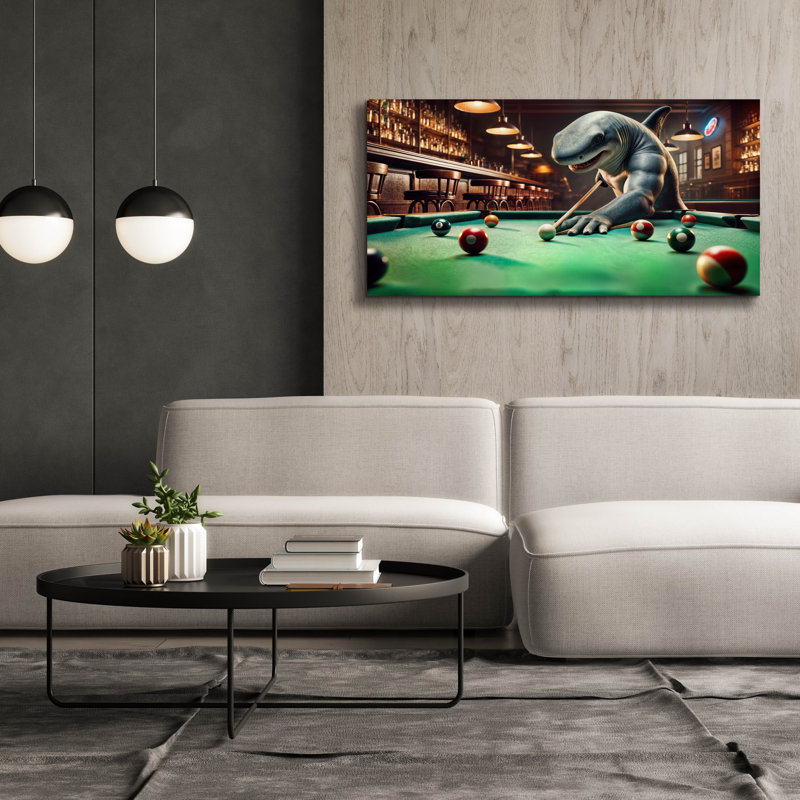 Art mural sur toile Kelissa «Pool Shark In Bar» par Rey Klimt, H 30 po x l 60 po