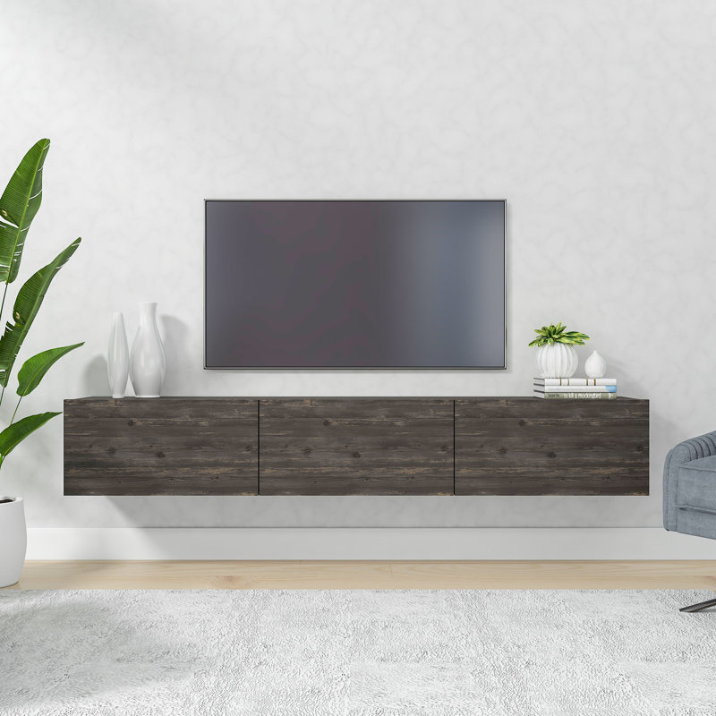 Hamman Modern 71" Floating TV Stand with Storage Wall-Mounted Media Console for TVs up to 80", Burnt Oak