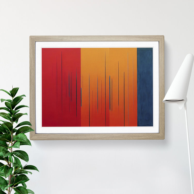 Modern Art Abstract Painting - Framed Print, 25cm H x 34cm W, Oak Framed