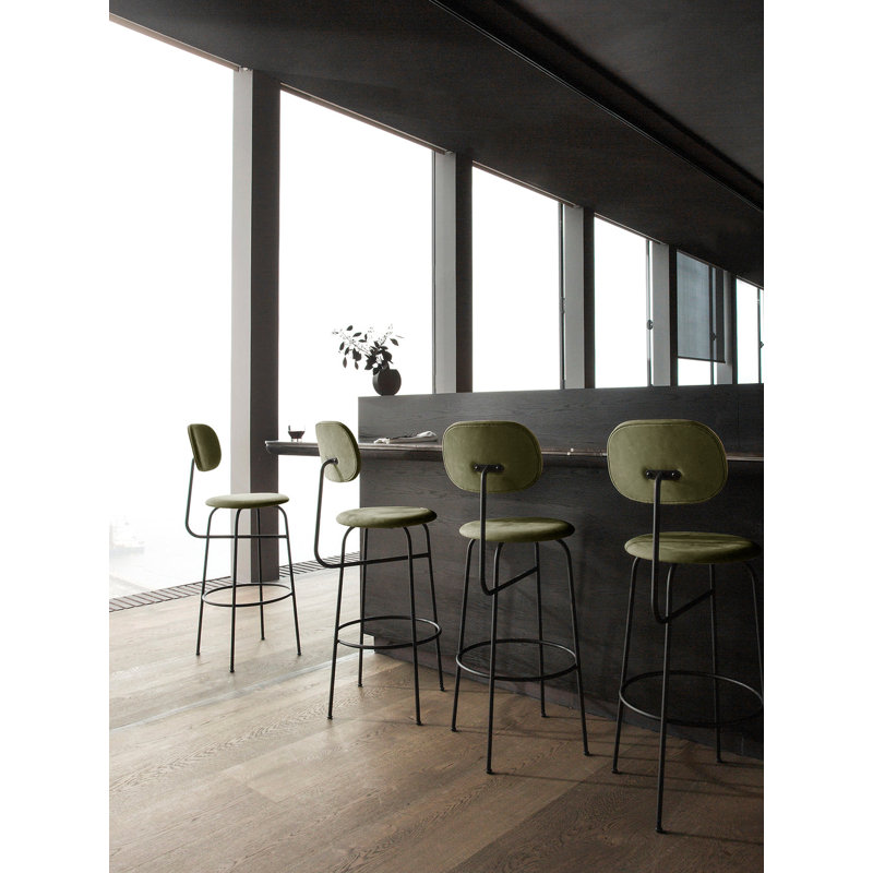 Afteroom Upholstered Stool with Metal Frame, Counter Stool (25" Seat Height), Brown Leather