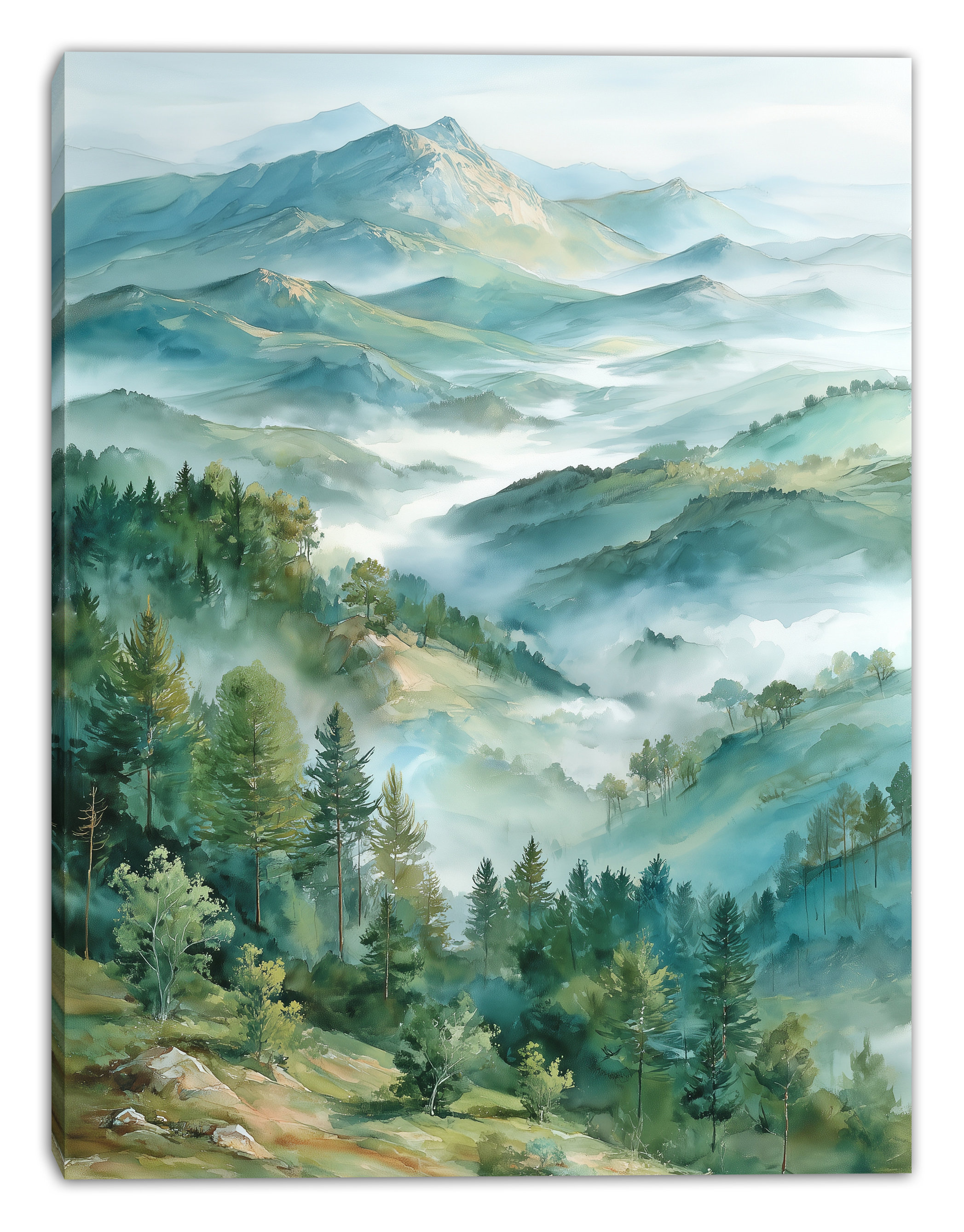 Union Rustic Misty Mountain Ranges Wrapped Canvas Wall Art | Wayfair