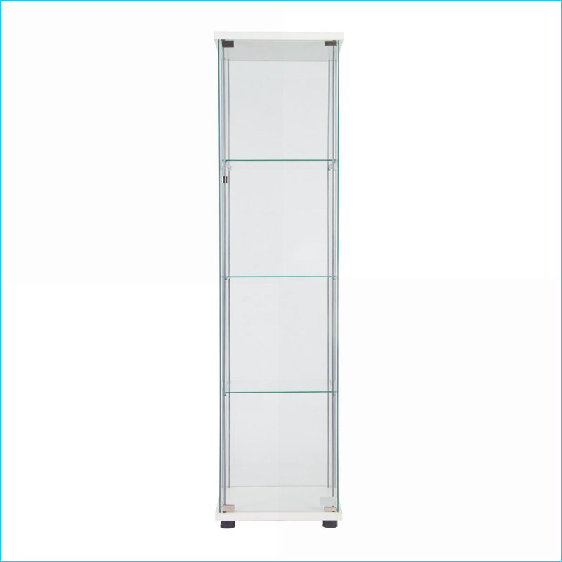 Cabinets: 1 Door Glass Display Cabinet with 4 Shelves, Off-White | Contemporary | Living Room